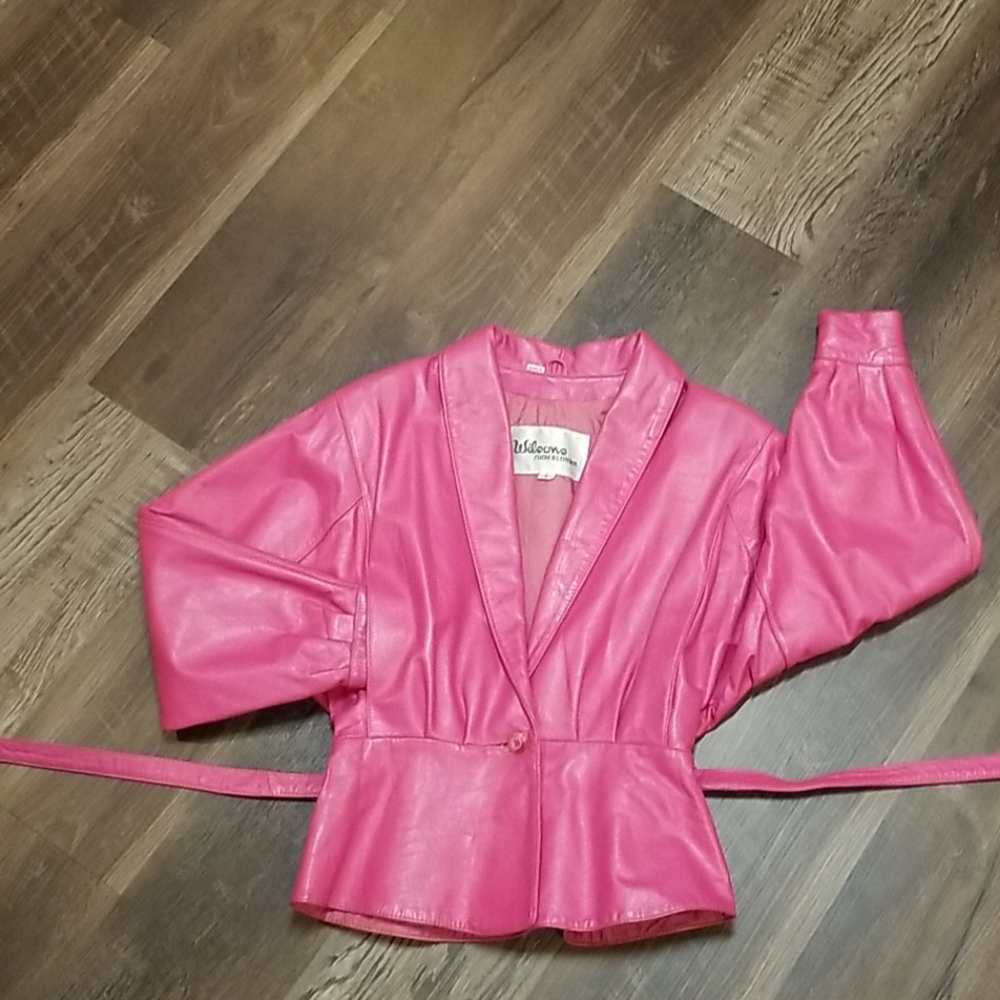 Barbie Pink Vintage Wilson's Leather jacket, sz 8